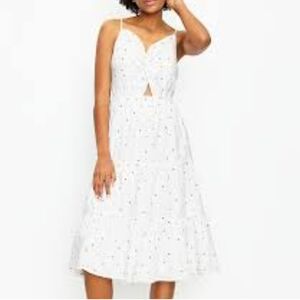 Loft womens White Polka Dot fun Summer tiered Dress Size 00 like new